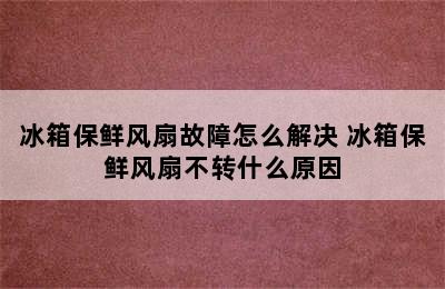 冰箱保鲜风扇故障怎么解决 冰箱保鲜风扇不转什么原因